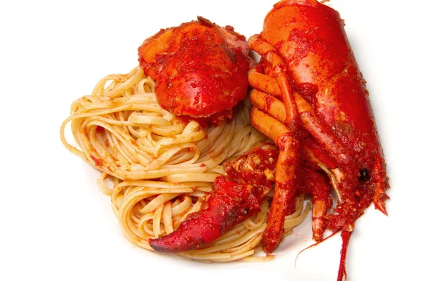 Röda hummer pasta — Stockfoto
