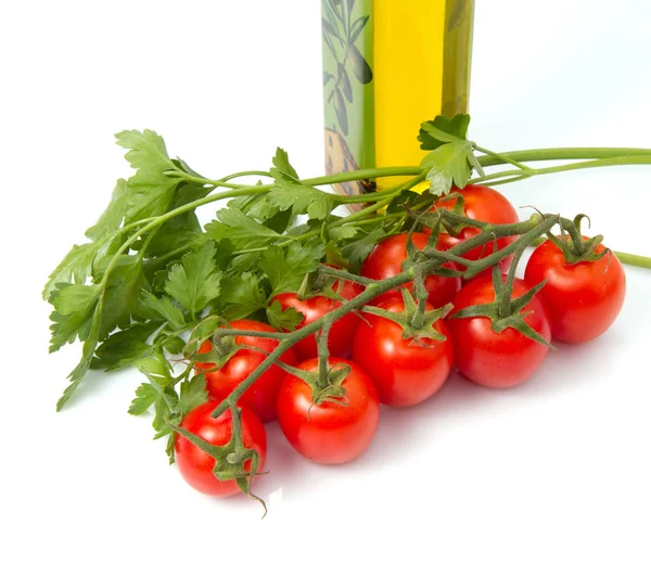 新鲜西红柿盖在白菜上 — 图库照片