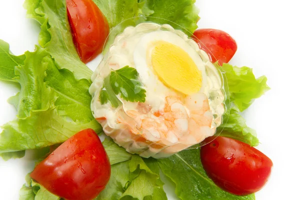 Aspic with shrimps and egg — Stock Photo, Image