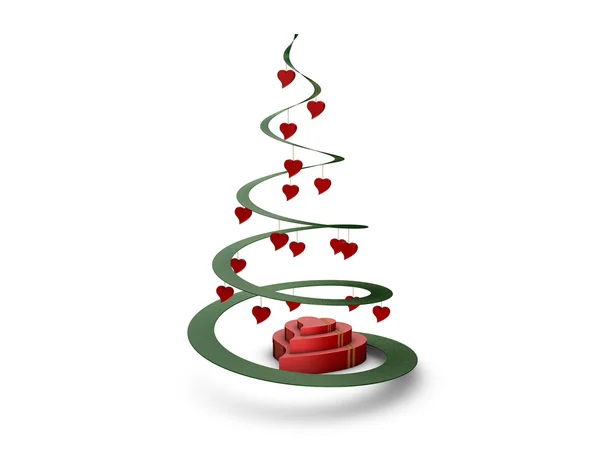Árvore de Natal com corações — Fotografia de Stock