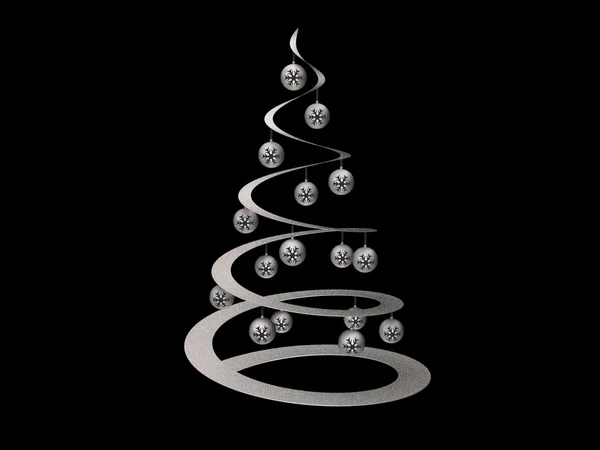 Weihnachtsbaum mit silbernen Kugeln — Stockfoto