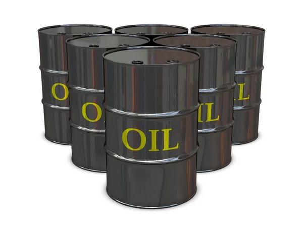 Нефтяные бочки в группе — стоковое фото
