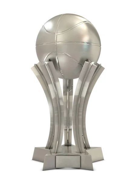 Stříbrný basketbal award trophy s míčem a hvězdy — Stock fotografie