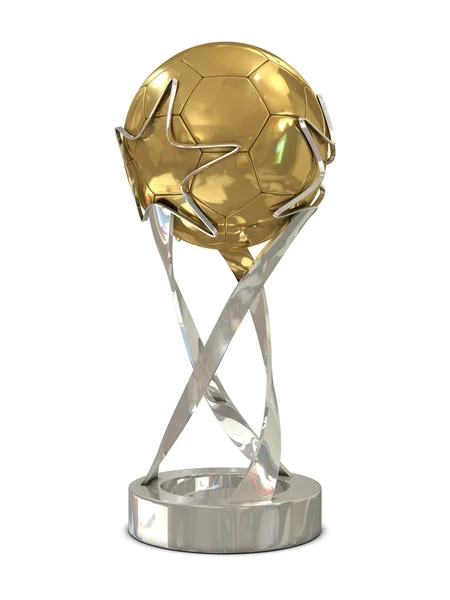 Oro - trofeo de fútbol plateado con estrellas —  Fotos de Stock