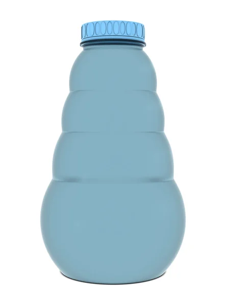 玻璃奶瓶蓝色与蓝色帽子 — 图库照片