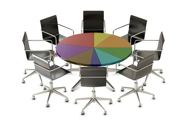 Pie chart table with chairs — Stock Photo, Image