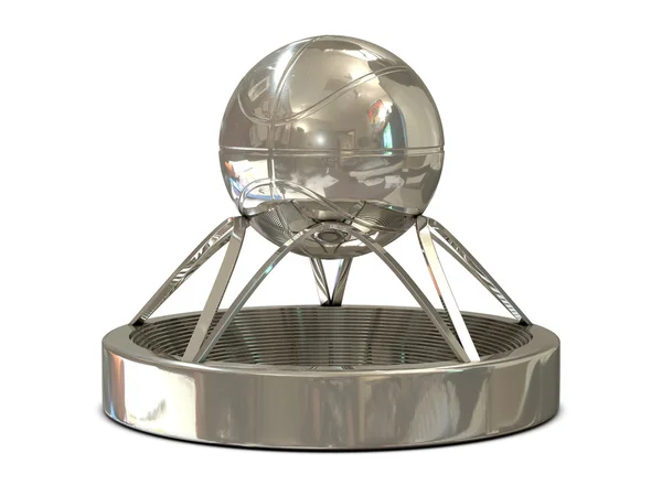 Gümüş basketbol topu ve stadyum ile kupa — Stok fotoğraf