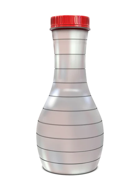 Скляна пляшка елегантна з червоною шапочкою — стокове фото