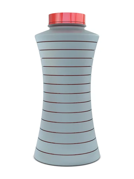 Скляна пляшка з горизонтальними червоними скибочками та червоною шапочкою — стокове фото