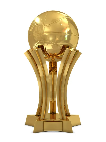 Troféu de prêmio de basquete dourado com bola e estrelas — Fotografia de Stock