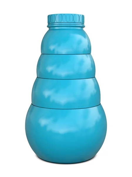 Frasco de plástico azul com tampa azul — Fotografia de Stock