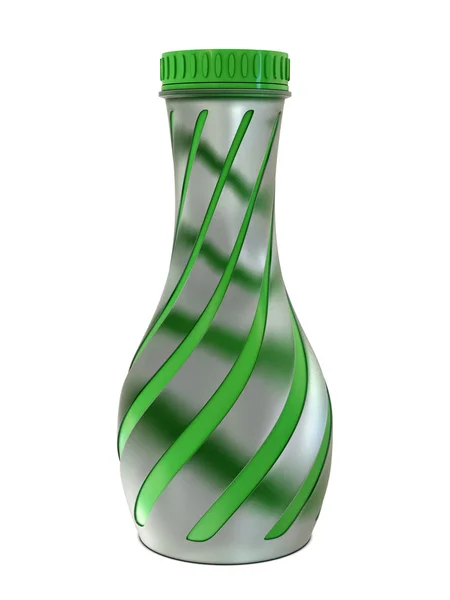 Glazen fles elegante met groene strepen — Stockfoto