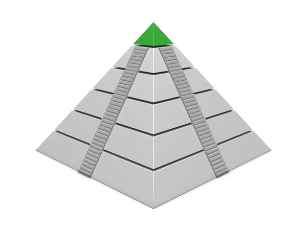 Piramidediagram groen-witte met trappen — Stockfoto