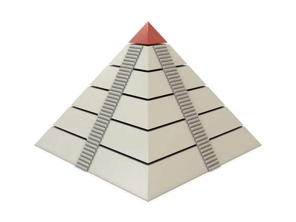 Pyramidendiagramm rot-weiß mit Treppe — Stockfoto