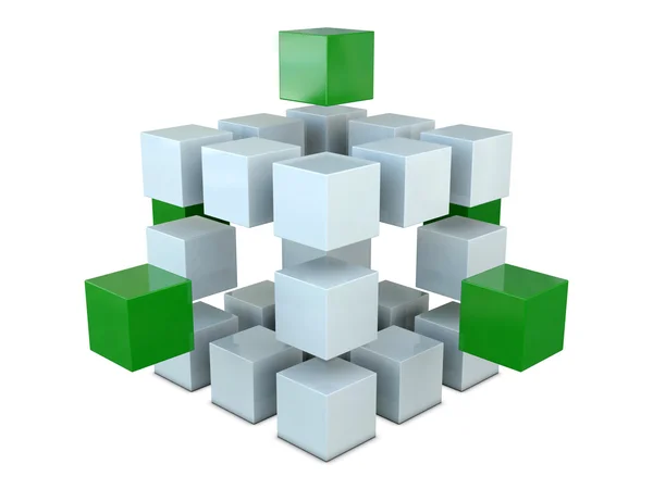 Weiße und grüne Schachteln — Stockfoto