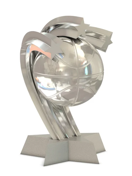 Troféu de prata com estrelas e bola de cesta — Fotografia de Stock