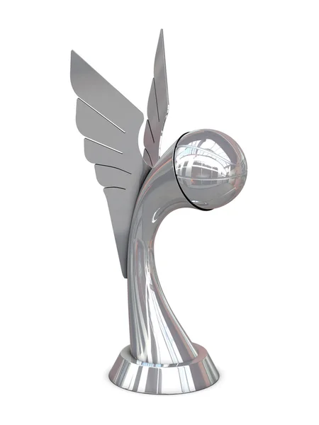 Troféu de prata com asas e bola de cesta Fotografias De Stock Royalty-Free