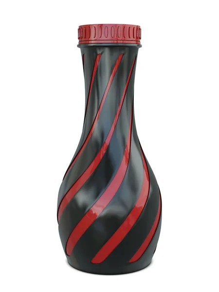Bottiglia di plastica con strisce nero-rosso Foto Stock Royalty Free