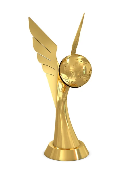 Gouden award trofee met vleugels — Stockfoto