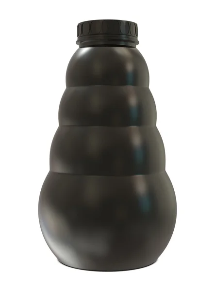 ブラック キャップと黒のプラスチック製のボトル — ストック写真