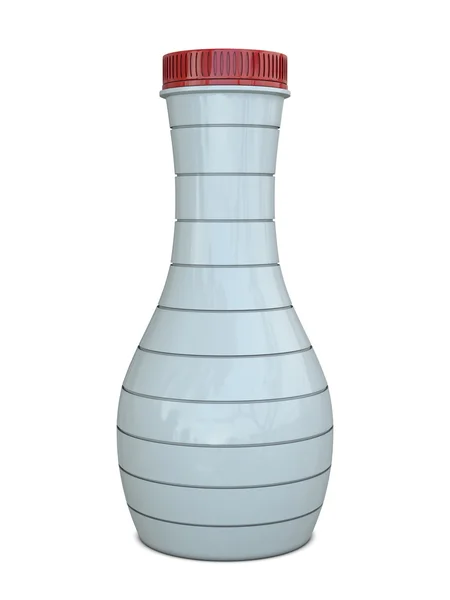 Beyaz plastik şişe kırmızı kapaklı şık — Stok fotoğraf