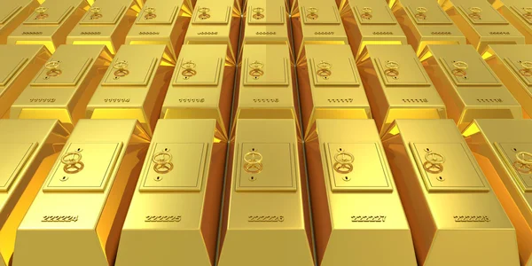 Gouden bars met safes — Stockfoto