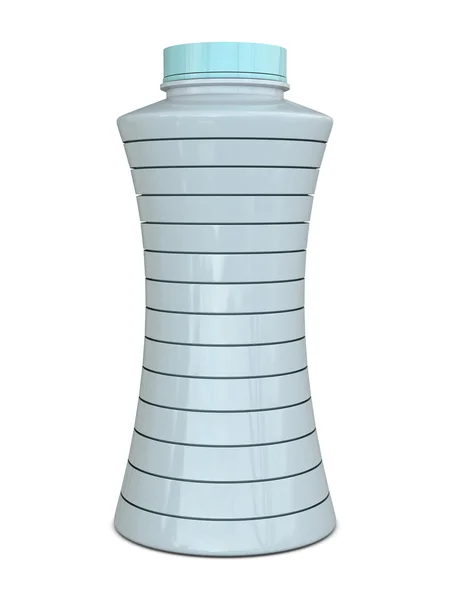 Plastic fles met horizontale segmenten wit-blauw — Stockfoto