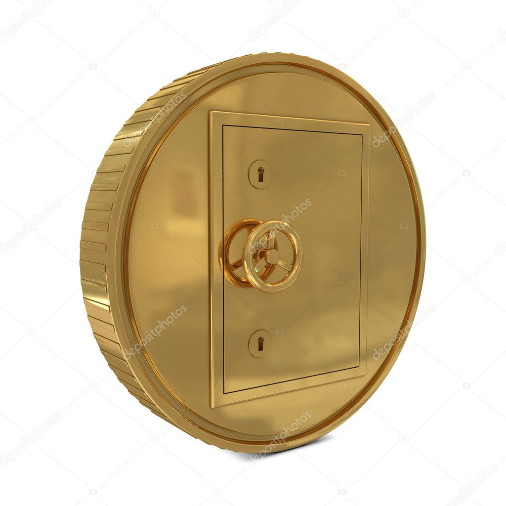 Safe deposit in golden coin