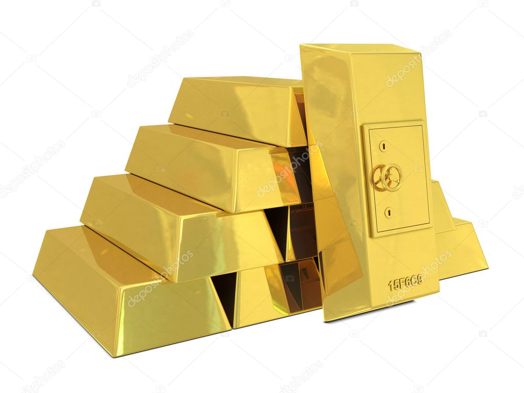 Safe deposit in golden bars