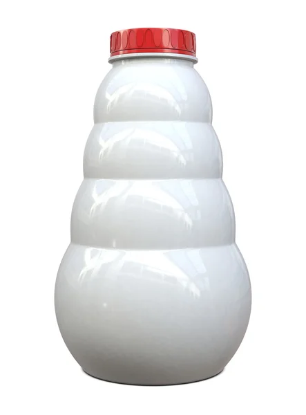Пластикова Пляшка Біла Червоною Шапочкою Ізольована Білому Тлі — стокове фото