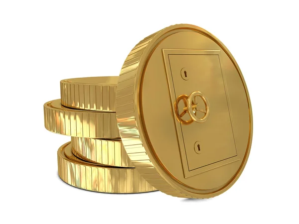 Safe deposit in golden coins — Stock Photo, Image