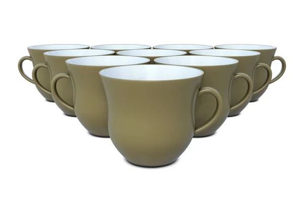 Коричневий Чай Кружки Групі Ізольовані Білому Тлі — стокове фото