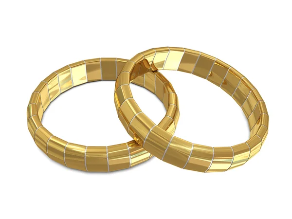 Guld Silver Ringar Isolerad Vit Bakgrund — Stockfoto