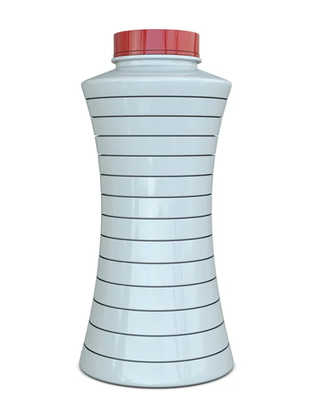 Пластикова пляшка з горизонтальними скибочками біло-червона — стокове фото
