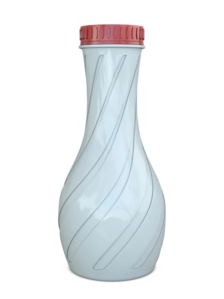 Пластикова Пляшка Смугами Біло Червона Ізольована Білому Тлі — стокове фото