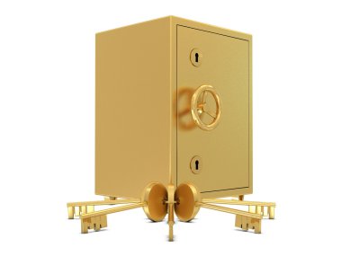 Golden safe deposit and keys clipart