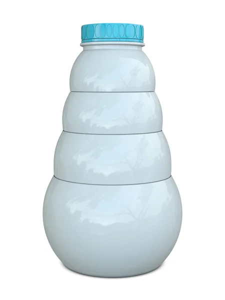 Frasco de plástico branco com tampa azul — Fotografia de Stock