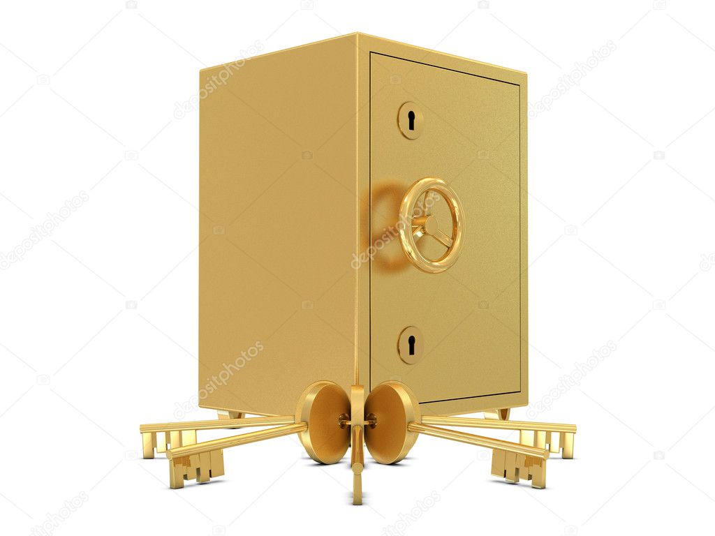 Golden safe deposit and keys
