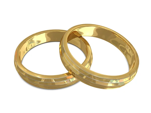 Zlaté Stříbrné Prsteny Pruhy Izolovaných Bílém Pozadí — Stock fotografie