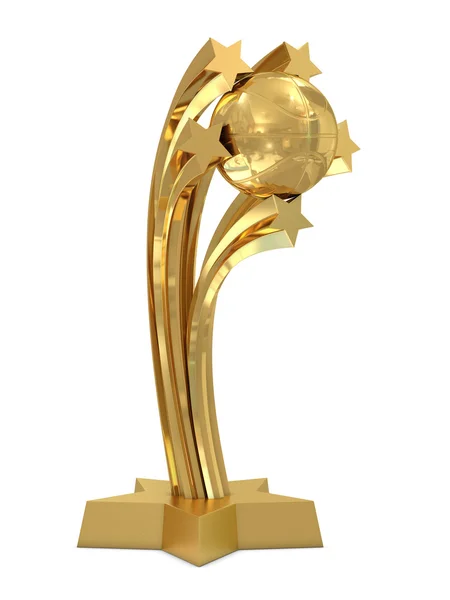 Troféu dourado com bola de cesta e estrelas — Fotografia de Stock