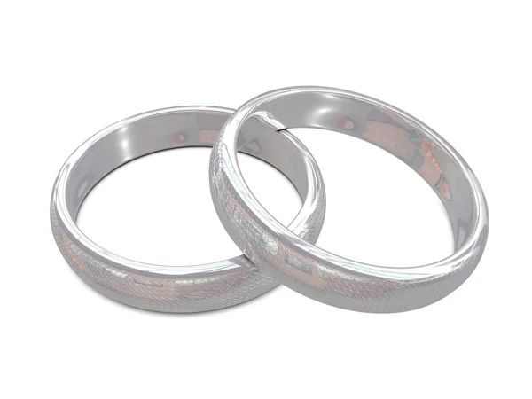 Anéis de prata no fundo branco — Fotografia de Stock