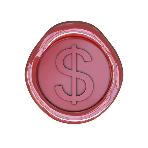 Σφραγίδα Κερί Σύμβολο Του Δολαρίου Που Απομονώνονται Λευκό Φόντο — Φωτογραφία Αρχείου