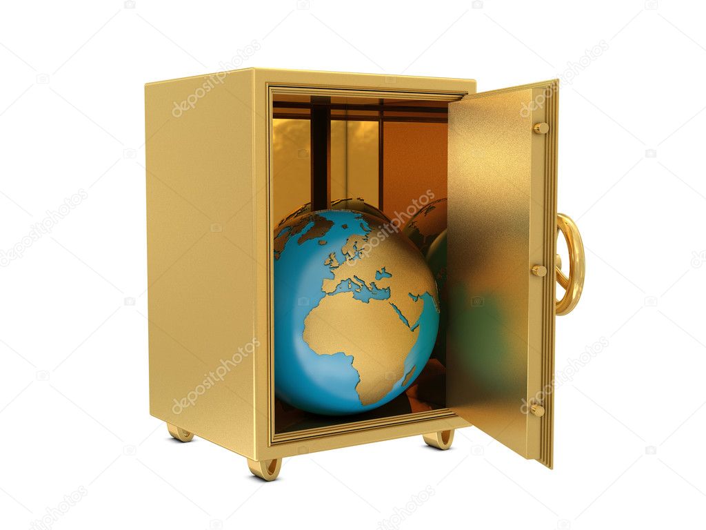 Golden safe deposit and Earth