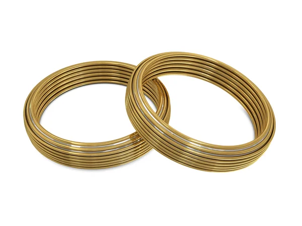 Golden Zilveren Ringen Geïsoleerd Witte Achtergrond — Stockfoto
