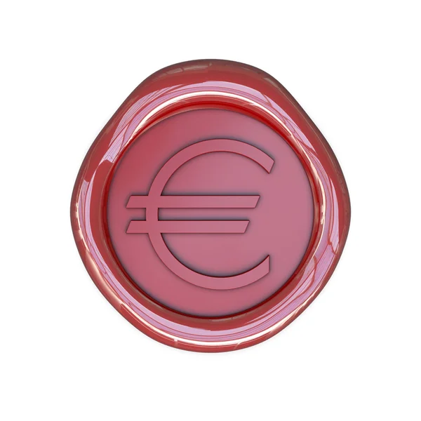 Lakzegel Met Eurosymbool Geïsoleerd Witte Achtergrond — Stockfoto