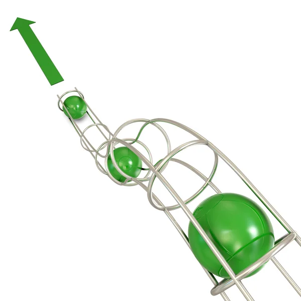 Freccia verde e palle — Foto Stock