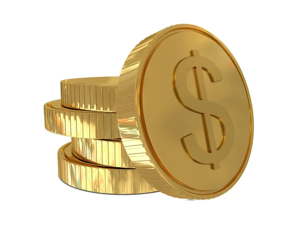 Знак доллара золотой монетой — стоковое фото