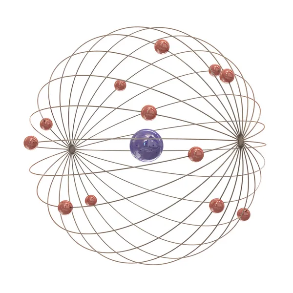 Множественные электронные пути вокруг ядра — стоковое фото