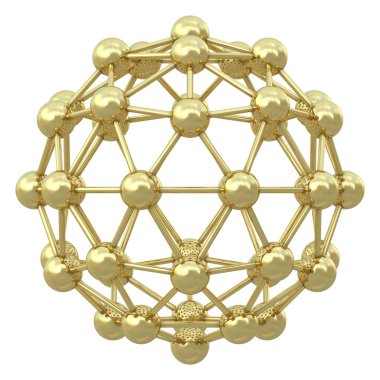 Spherical golden molecular grid clipart