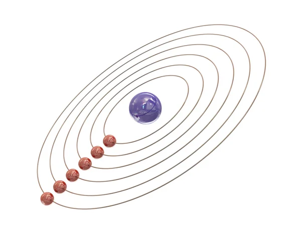 Электроны и пути вокруг ядра — стоковое фото